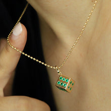 Load image into Gallery viewer, LUOWEND 18K Yellow Gold Fine Jewelry Natural Emerald Pendant for Women

