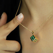 Load image into Gallery viewer, LUOWEND 18K Yellow Gold Fine Jewelry Natural Emerald Pendant for Women
