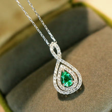 Load image into Gallery viewer, LUOWEND 18K Yellow Gold Natural Emerald Pendant for Women
