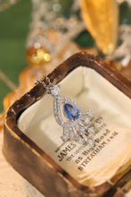 Load image into Gallery viewer, LUOWEND 18K White Gold Real Natural Sapphire and  Diamond Gemstone Necklace for Women
