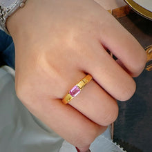 Load image into Gallery viewer, LUOWEND 18K Yellow Gold Natural Sapphire Ring for Women
