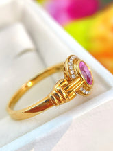 Load image into Gallery viewer, LUOWEND 18K Yellow Gold Natural Diamond&amp;Sapphire Ring for Women
