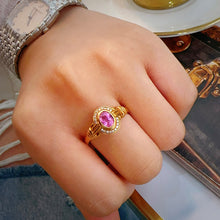 Load image into Gallery viewer, LUOWEND 18K Yellow Gold Natural Diamond&amp;Sapphire Ring for Women
