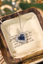 Load image into Gallery viewer, LUOWEND 18K White Gold Real Natural Sapphire and Diamond Gemstone Necklace for Women
