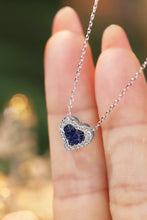 Load image into Gallery viewer, LUOWEND 18K White Gold Real Natural Sapphire and Diamond Gemstone Necklace for Women
