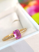 Load image into Gallery viewer, LUOWEND 18K Yellow Gold Natural Diamond&amp;Sapphire Ring for Women
