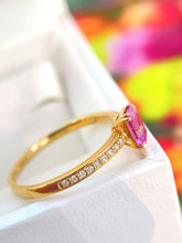 Load image into Gallery viewer, LUOWEND 18K Yellow Gold Natural Diamond&amp;Sapphire Ring for Women
