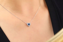Load image into Gallery viewer, LUOWEND 18K White Gold Real Natural Sapphire and Diamond Gemstone Necklace for Women
