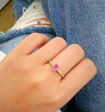 Load image into Gallery viewer, LUOWEND 18K Yellow Gold Natural Diamond&amp;Sapphire Ring for Women
