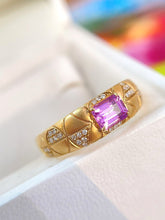 Load image into Gallery viewer, LUOWEND 18K Yellow Gold Natural Diamond&amp;Sapphire Ring for Women
