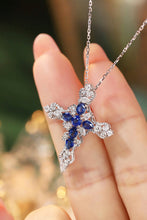 Load image into Gallery viewer, LUOWEND 18K White Gold Real Natural Sapphire and Diamond Gemstone Necklace for Women

