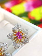 Load image into Gallery viewer, LUOWEND 18K White Gold Natural Diamond&amp;Sapphire Earrings for Women
