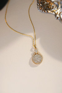 LUOWEND 18K Yellow Gold Natural Diamond Necklace for Women
