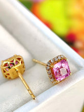 Load image into Gallery viewer, LUOWEND 18K Yellow Gold Natural Color Sapphire Earrings for Women
