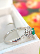 Load image into Gallery viewer, LUOWEND 18K White Gold Natural Diamond&amp;Emerald Ring for Women
