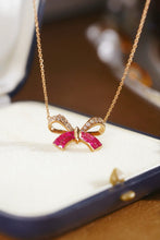 Load image into Gallery viewer, LUOWEND 18K Rose Gold Natural Diamond and Ruby Necklace for Women
