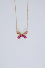 Load image into Gallery viewer, LUOWEND 18K Rose Gold Natural Diamond and Ruby Necklace for Women
