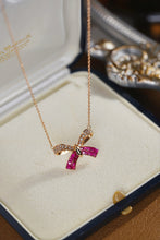 Load image into Gallery viewer, LUOWEND 18K Rose Gold Natural Diamond and Ruby Necklace for Women
