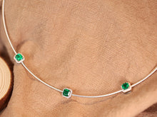 Load image into Gallery viewer, LUOWEND 18K White Gold Fine Jewelry Natural Emerald Necklace for Women
