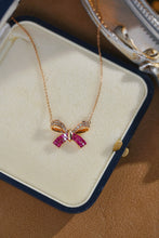Load image into Gallery viewer, LUOWEND 18K Rose Gold Natural Diamond and Ruby Necklace for Women

