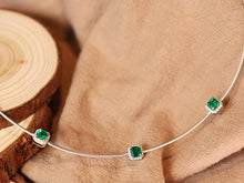 Load image into Gallery viewer, LUOWEND 18K White Gold Fine Jewelry Natural Emerald Necklace for Women
