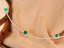 Load image into Gallery viewer, LUOWEND 18K White Gold Fine Jewelry Natural Emerald Necklace for Women
