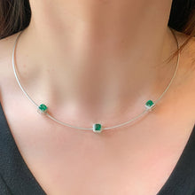 Load image into Gallery viewer, LUOWEND 18K White Gold Fine Jewelry Natural Emerald Necklace for Women
