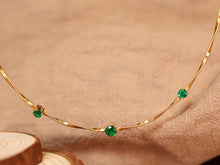 Load image into Gallery viewer, LUOWEND 18K Yellow Gold Fine Jewelry Natural Emerald Necklace for Women
