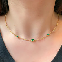 Load image into Gallery viewer, LUOWEND 18K Yellow Gold Fine Jewelry Natural Emerald Necklace for Women
