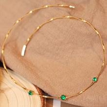 Load image into Gallery viewer, LUOWEND 18K Yellow Gold Fine Jewelry Natural Emerald Necklace for Women
