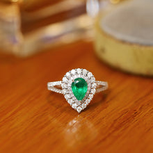 Load image into Gallery viewer, LUOWEND 18K White Gold Fine Jewelry Real Natural Emerald Ring for Women
