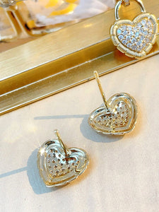 LUOWEND 18K White or Yellow Gold Natural Diamond Earrings for Women