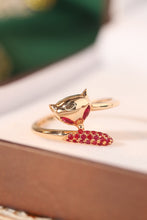 Load image into Gallery viewer, LUOWEND 18K Yellow Gold Real Natural Diamond and Ruby Ring for Women
