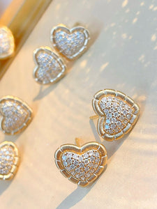LUOWEND 18K White or Yellow Gold Natural Diamond Earrings for Women