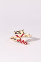 Load image into Gallery viewer, LUOWEND 18K Yellow Gold Real Natural Diamond and Ruby Ring for Women

