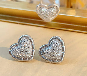 LUOWEND 18K White or Yellow Gold Natural Diamond Earrings for Women