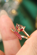 Load image into Gallery viewer, LUOWEND 18K Yellow Gold Real Natural Diamond and Ruby Ring for Women
