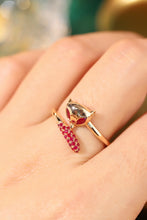 Load image into Gallery viewer, LUOWEND 18K Yellow Gold Real Natural Diamond and Ruby Ring for Women
