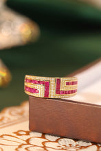 Load image into Gallery viewer, LUOWEND 18K Yellow Gold Real Natural Diamond and Ruby Ring for Women
