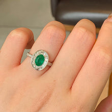 Load image into Gallery viewer, LUOWEND 18K White Gold Fine Jewelry Real Natural Emerald Ring for Women
