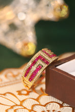 Load image into Gallery viewer, LUOWEND 18K Yellow Gold Real Natural Diamond and Ruby Ring for Women
