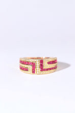 Load image into Gallery viewer, LUOWEND 18K Yellow Gold Real Natural Diamond and Ruby Ring for Women
