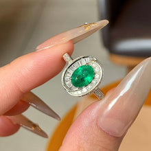 Load image into Gallery viewer, LUOWEND 18K White Gold Fine Jewelry Real Natural Emerald Ring for Women
