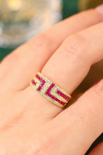 Load image into Gallery viewer, LUOWEND 18K Yellow Gold Real Natural Diamond and Ruby Ring for Women
