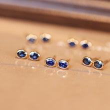 Load image into Gallery viewer, LUOWEND 18K Yellow Gold Elegant Style Natural Sapphire Earrings for Women
