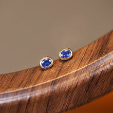 Load image into Gallery viewer, LUOWEND 18K Yellow Gold Elegant Style Natural Sapphire Earrings for Women
