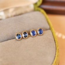 Load image into Gallery viewer, LUOWEND 18K Yellow Gold Elegant Style Natural Sapphire Earrings for Women
