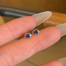 Load image into Gallery viewer, LUOWEND 18K Yellow Gold Elegant Style Natural Sapphire Earrings for Women
