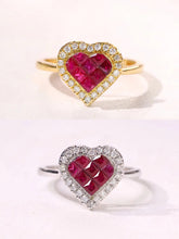 Load image into Gallery viewer, LUOWEND 18K White or Yellow Gold Real Natural Diamond and Ruby Ring for Women

