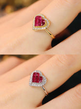 Load image into Gallery viewer, LUOWEND 18K White or Yellow Gold Real Natural Diamond and Ruby Ring for Women
